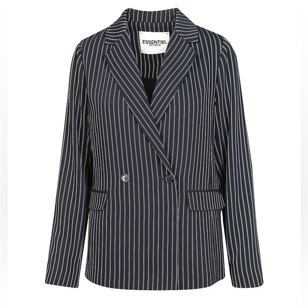 Essentiel Antwerp Navy Striped Blazer Size 42